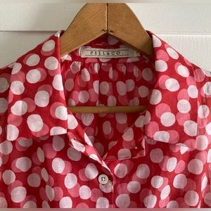 Pell & Co polka dot blouse/top size 6 silk/cotton NWT